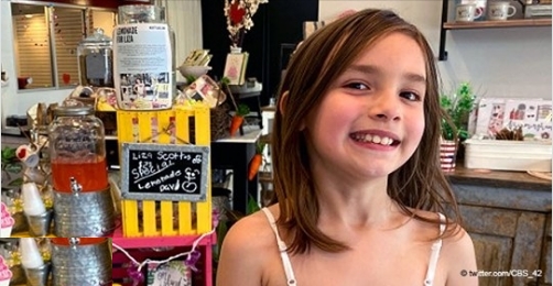 Liza, ein 7-jähriges Mädchen, verkauft Limonade und Süßes, um ihre Gehirnoperation zu bezahlen